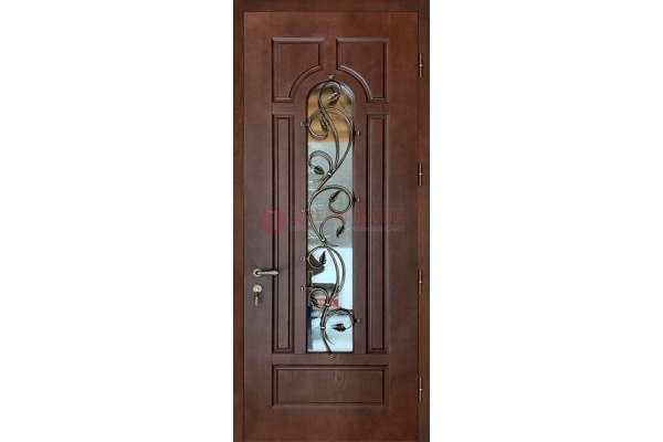 Входная дверь для дома с терморазрывом ковкой и стеклом ДСК-159