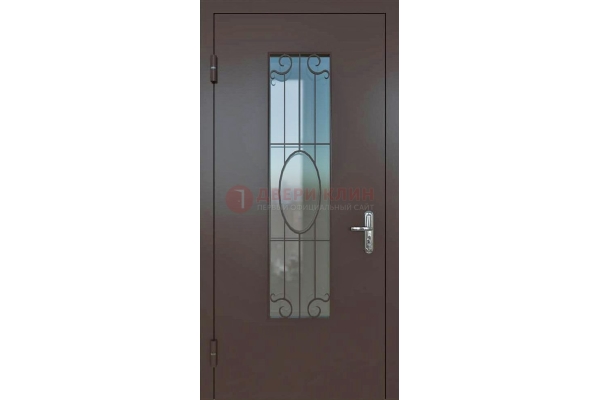 Входная дверь с терморазрывом железная со стеклом и ковкой ДСК-100