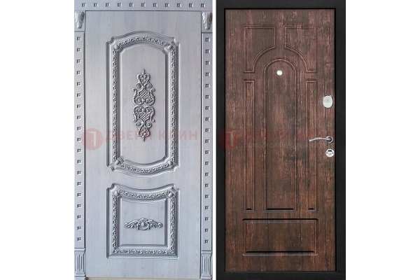 Металлическая дверь с узором и виноритом ДВТ-102 для коттеджа