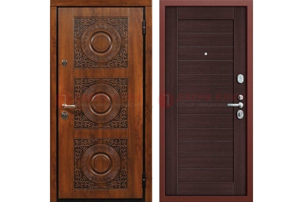 Металлическая входная дверь с виноритом и узором ДВТ-222