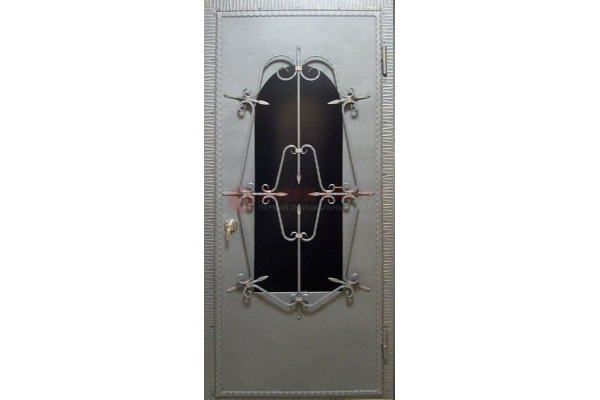 Железная дверь с терморазрывом со стеклом и ковкой ДСК-74
