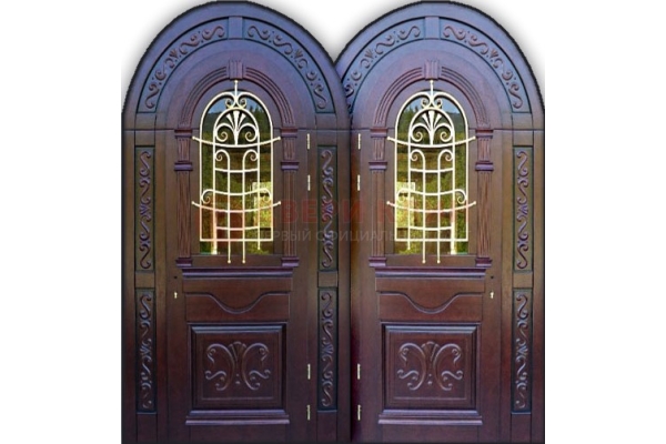 Эксклюзивная арочная дверь ДА-19 со стеклом и ковкой
