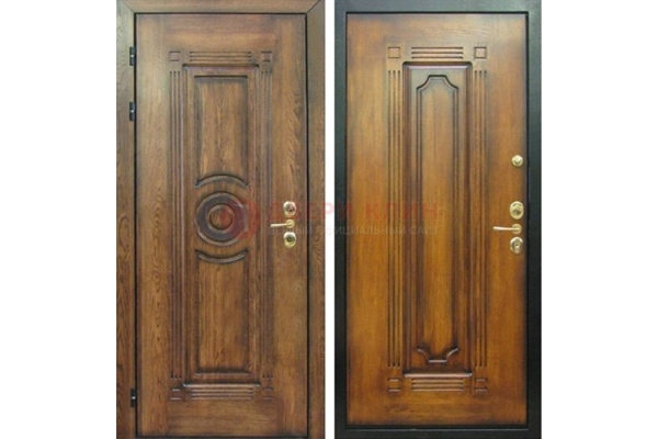 Коричневая железная дверь с массивом дуба ДМД-10