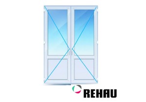 Балконная дверь Rehau Action 60 (двустворчатая, поворотная с глухим окном)