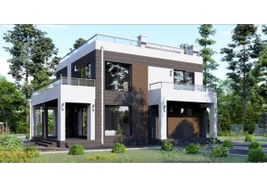 Монолитный двухэтажный дом ЧИОС 156 (White-Box)