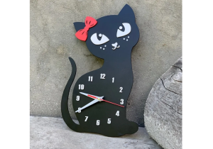 Часы в детскую Котик черный