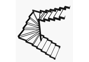 Металлокаркас лестницы с поворотом на 180 градусов