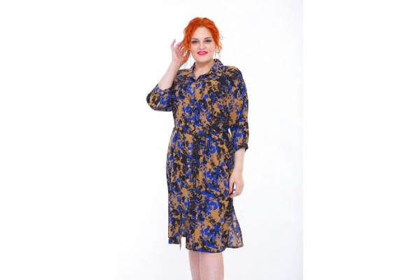 Цветочное платье-рубашка с поясом «Ульяна»