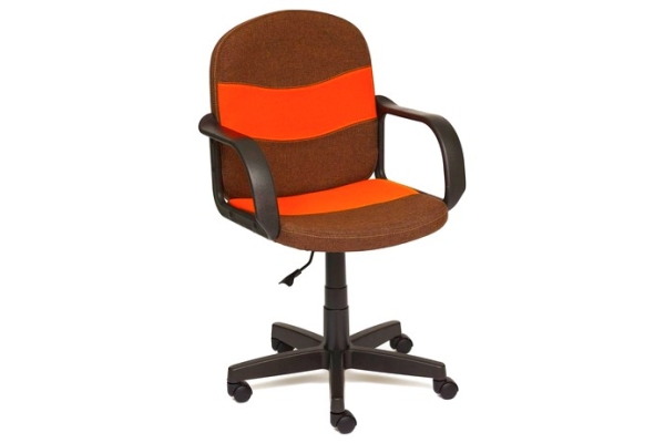 Кресло для персонала BAGGI коричневый+оранжевый ткань