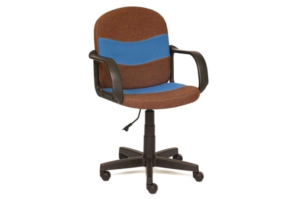 Кресло для персонала BAGGI коричневый+синий ткань