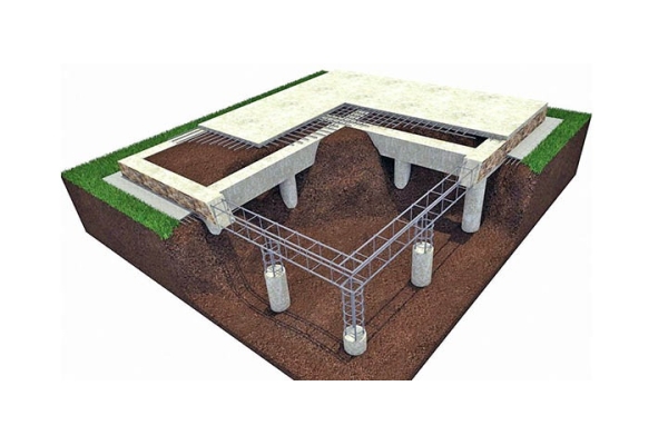 Свайный фундамент (сваи 150×150×3000) до 25 свай в фундаменте 