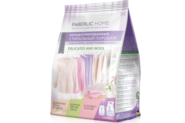 Стиральный порошок для деликатных тканей и шерсти концентрированный Faberlic Home