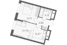 1-комнатная квартира, этаж 20/30, 37,37 кв.м. «ЖК КутузовGRAD II» 