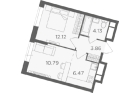 1-комнатная квартира, этаж 12/30, 37,37 кв.м. «ЖК КутузовGRAD II» 