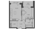 1-комнатная квартира, этаж 25/26, 45,97 кв.м. «RiverSky» 