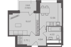 1-комнатная квартира, этаж 2/29, 42,14 кв.м. «RiverSky» 