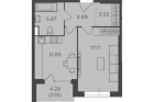 1-комнатная квартира, этаж 3/27, 46,54 кв.м. «RiverSky» 