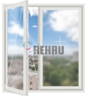 Двустворчатое окно Rehau Blitz 60 (поворотно-откидное + глухое)