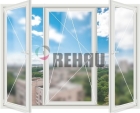 Трехстворчатое окно Rehau Blitz 60 (поворотное + поворотно-откидное + поворотное)