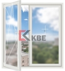 Двустворчатое пластиковое окно KBE 70 (поворотно-откидное + глухое)