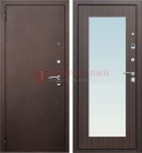 Коричневая металлическая дверь с зеркалом МДФ внутри ДЗ-40