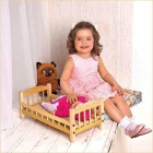 Классическая кроватка для куклы, бежевый текстиль Paremo